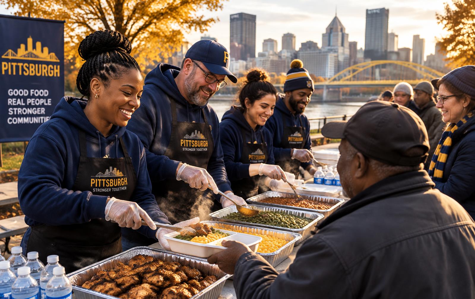 Volunteers serving meals at a Back 2 Purpose drive